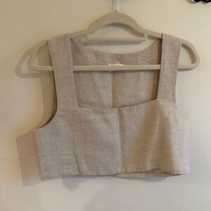 Posse Cream Sleeveless Crop Tank, S